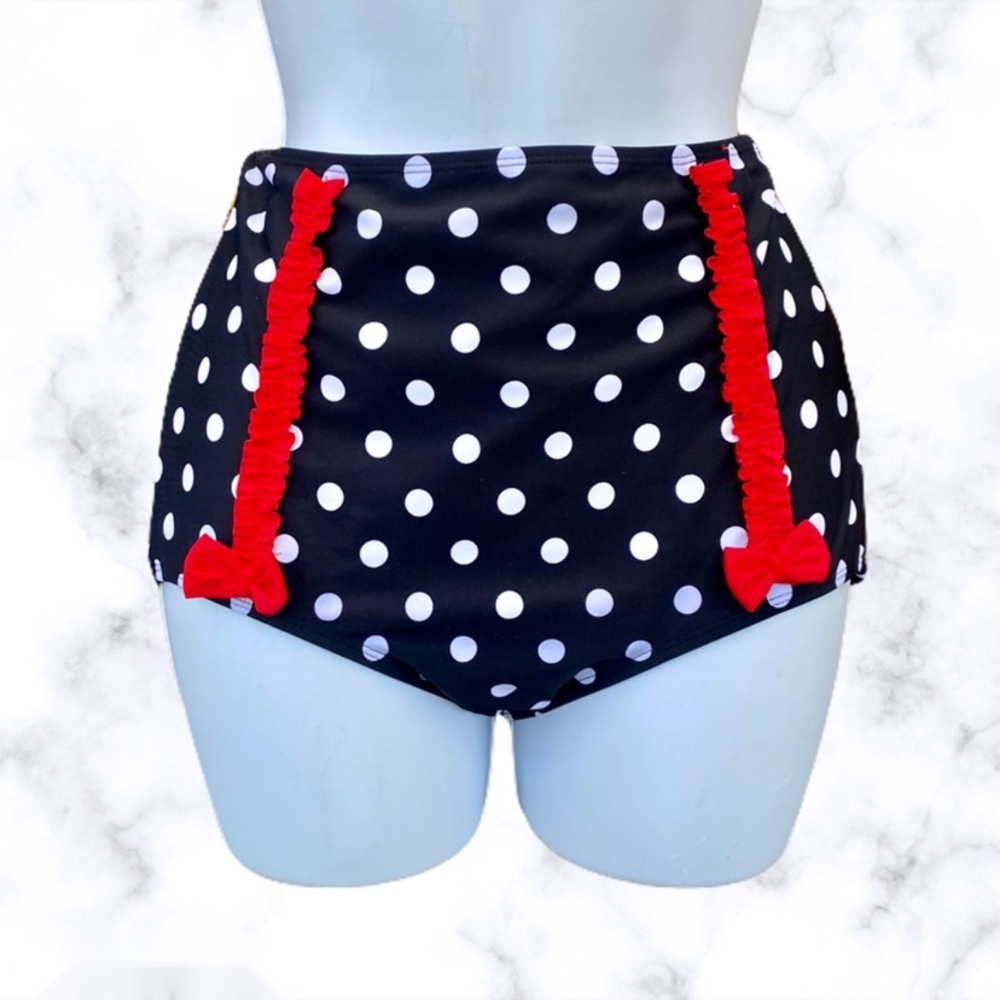 Too Fast Polka Dot Bow Pin Up Swim Bottom